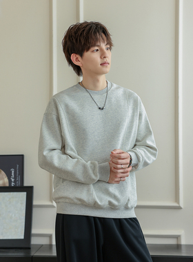 WAJ秋冬380g重磅兔兔绒日系复古立体拼接卫衣男高品质套头长袖T恤