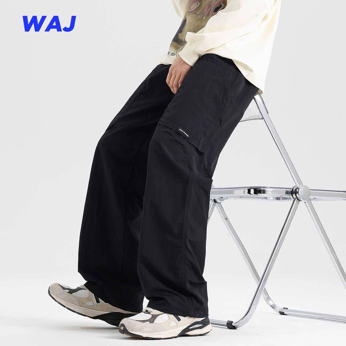 2025秋冬工装口袋宽松拼接冲锋裤男宽松日式直筒运动休闲长裤子潮,男装,休闲裤,淘宝优惠券,粉丝福利购,淘宝优惠卷
