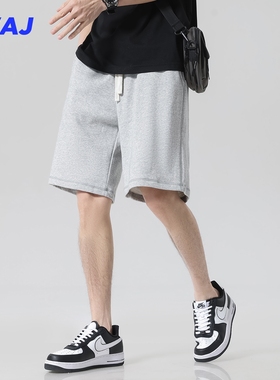 休闲纯色弹力运动短裤男夏季薄款大码宽松简约潮牌篮球五分卫裤子