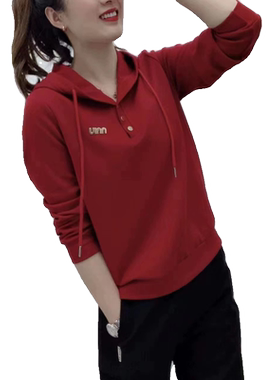 春季连帽大码卫衣女薄款妈妈春装