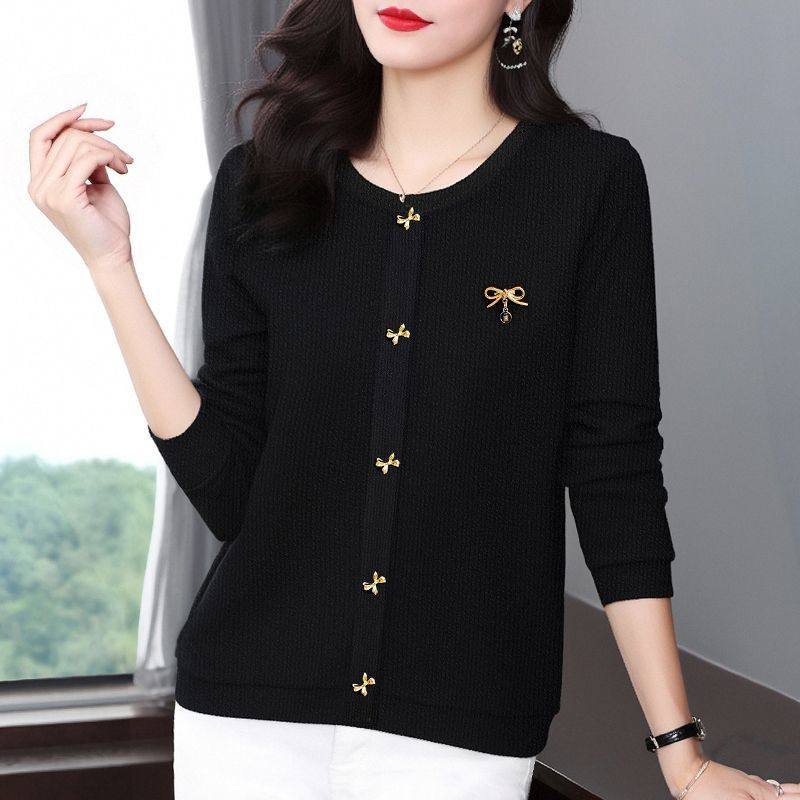 春季新款时尚洋气黑色长袖t恤女小香风上衣大码宽松内搭打底衫,女装/女士精品,大码内搭,淘宝优惠券,粉丝福利购,淘宝优惠卷