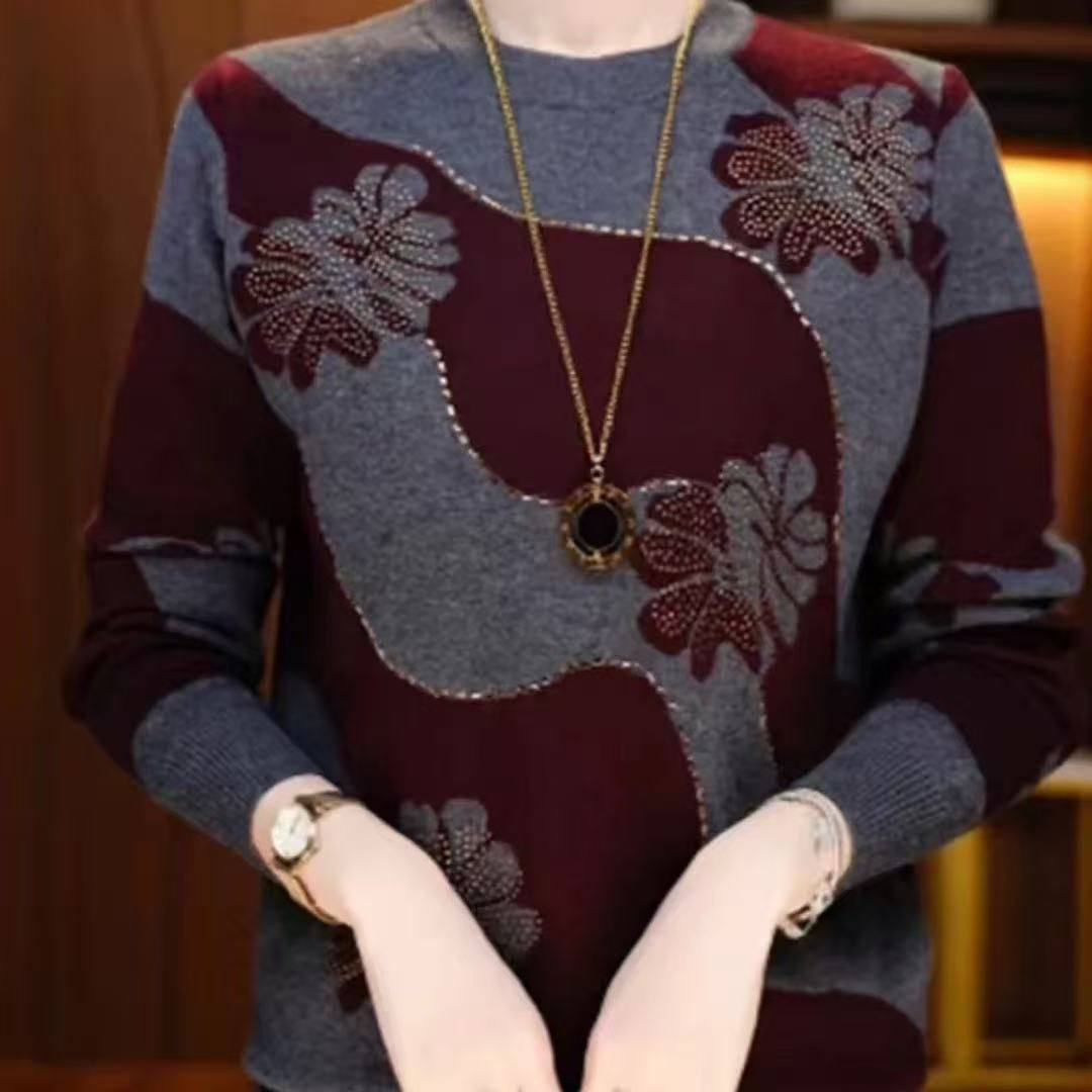 秋冬新款德绒洋气长袖上衣中年妈妈宽松百搭打底衫T恤女