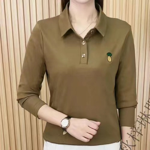 秋季新款大码妈妈装长袖poloT恤