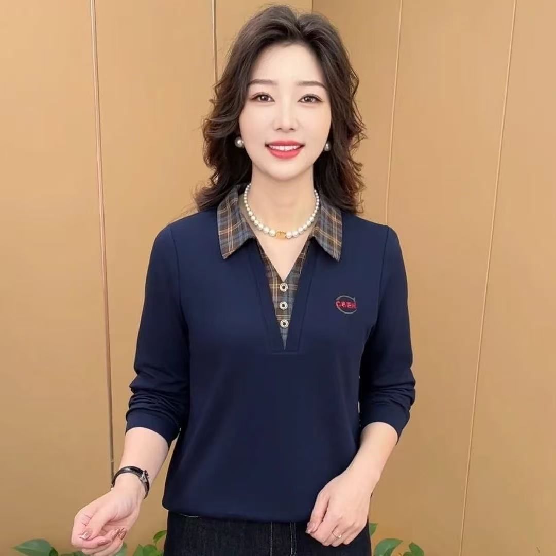 假两件中年宽松高档小衫中年人