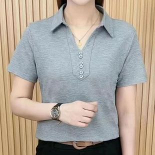 女士独特漂亮小衫 潮牌女装 宽松夏装 休闲短袖 流行夏爆款 妈妈装 时尚