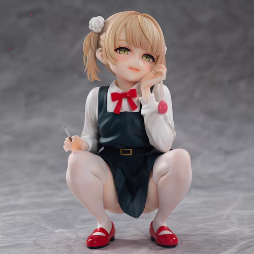 S级面雕-时雨羽衣美少女蹲姿手办