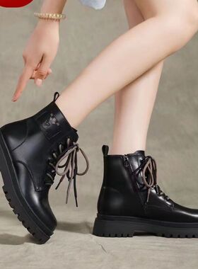 拓步森M6868机车马丁靴长筒女款休闲磁疗健步康震动舒适时尚按摩