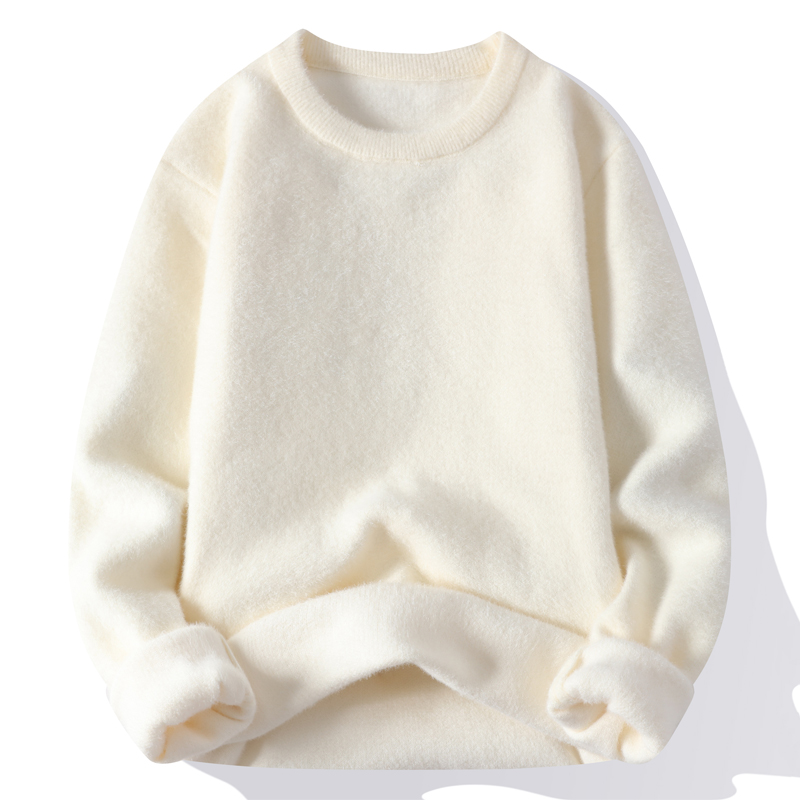 秋冬新款软糯加绒加厚针织衫女宽松水貂绒慵懒风毛衣女简约打底衫