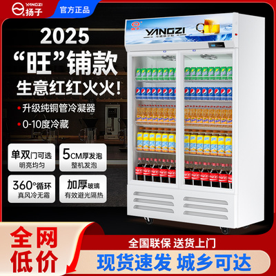 扬子单门啤酒饮料展示柜冷藏超市冰柜商用冰箱立式保鲜冷柜双门