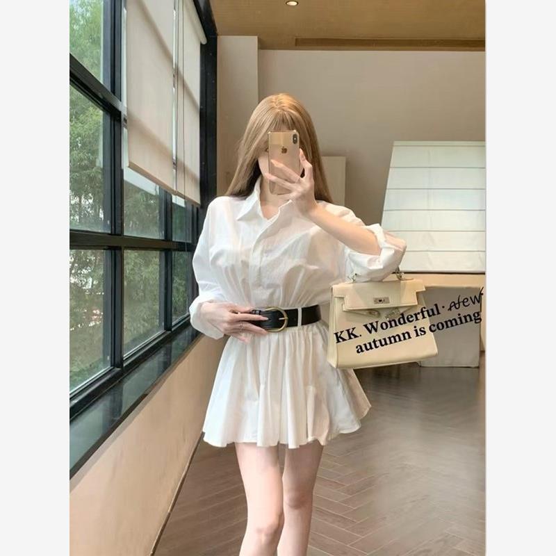 韩系POLO领衬衫连衣裙女