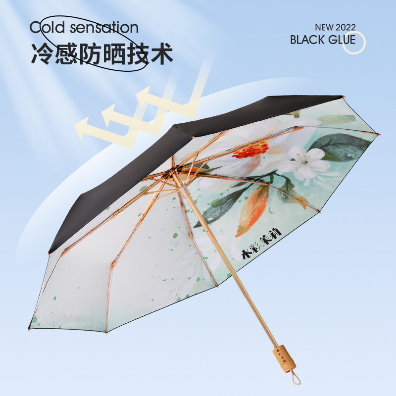 手动伞双层黑胶双面花色遮阳伞图片
