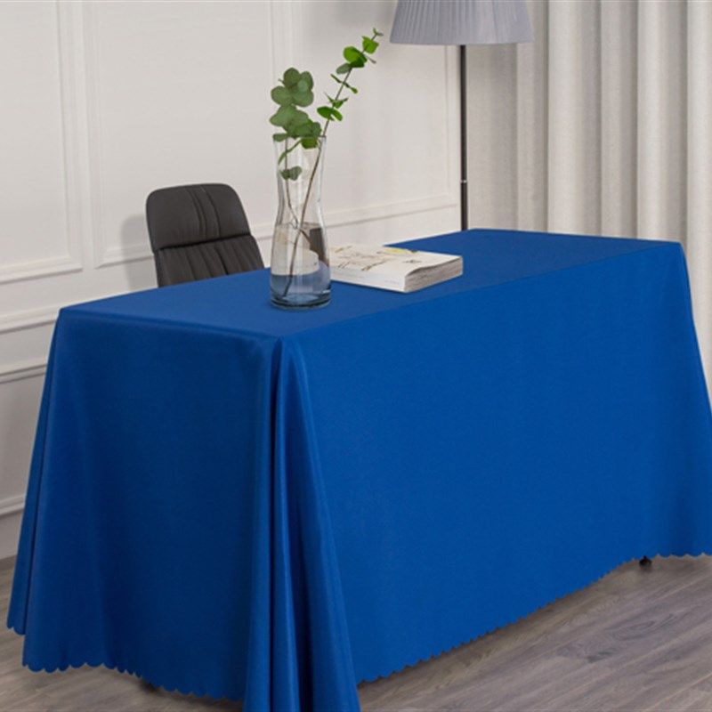 定制纯色平铺长方形桌布会议室办公室展会广告婚礼签到台简约台布