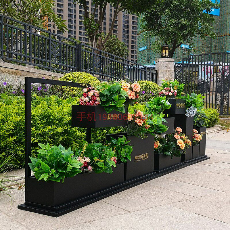 金属铁艺广场小区组合花坛定制成品花箱高档花槽防锈花架户外室外