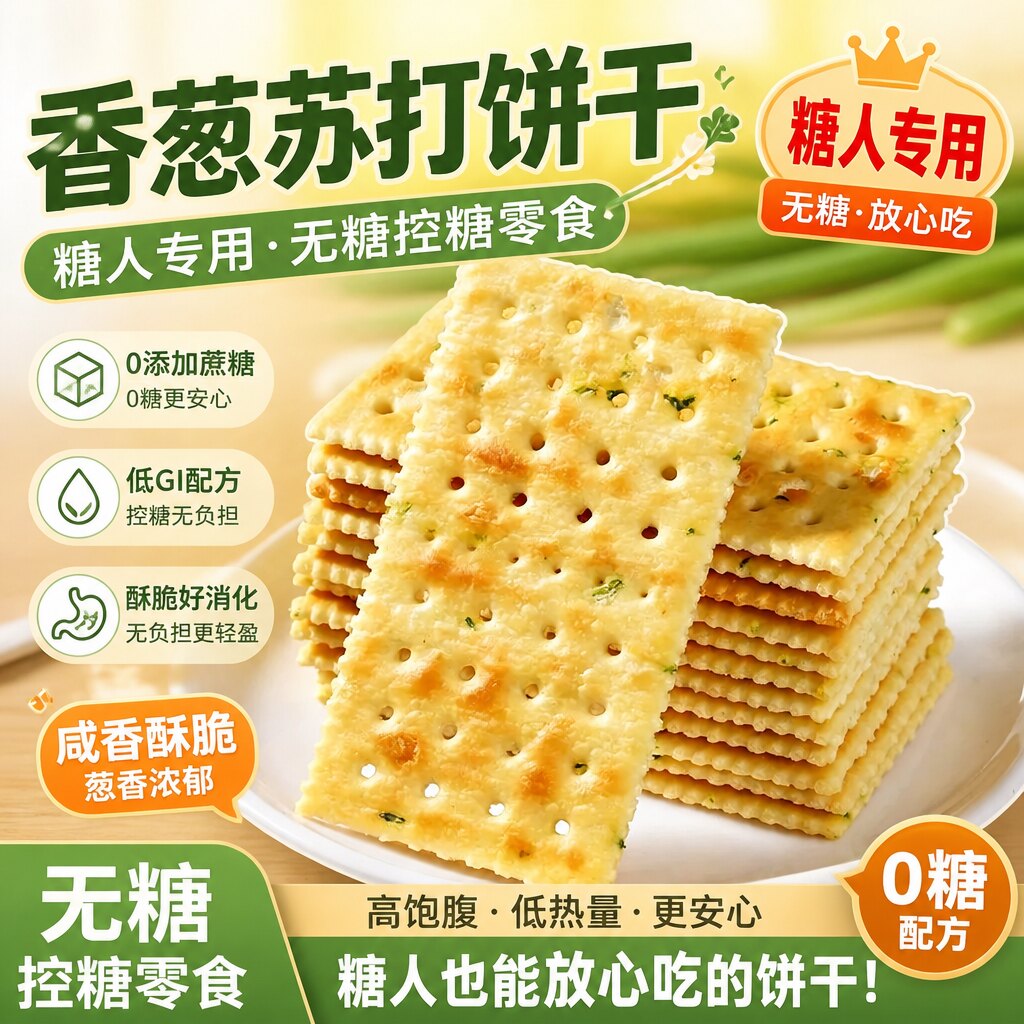 无蔗糖苏打饼干香葱孕妇健康营养早餐代餐养胃饼干糖尿人专用零食图片