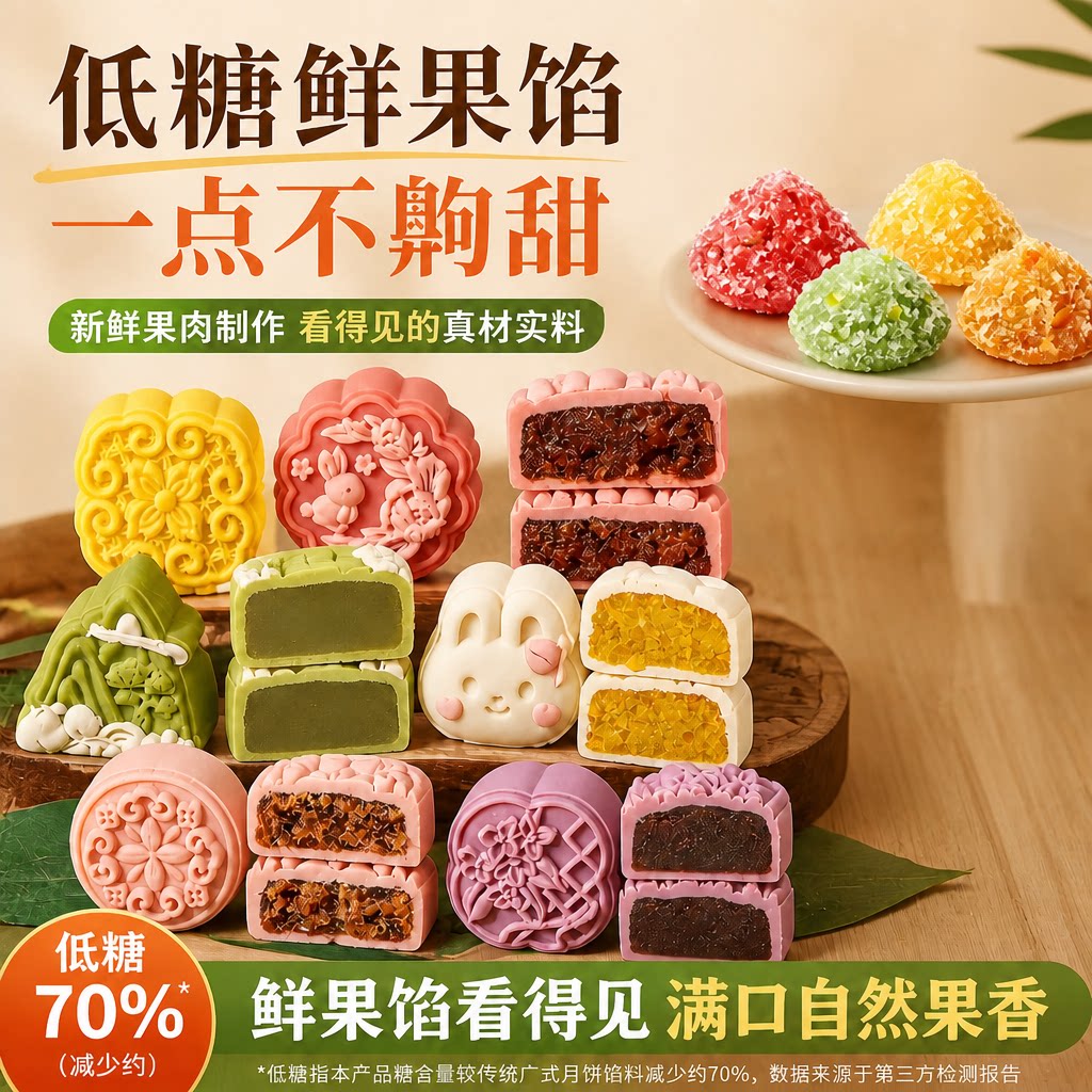 水果味月饼馅料红豆沙低糖莲蓉馅冰皮广式月饼烘焙原材料糕点馅料