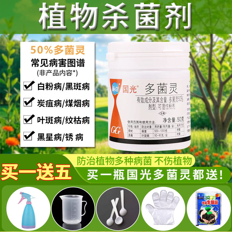 国光多菌灵植物花卉通用杀菌剂月季白粉病黑斑病多肉烟煤花药
