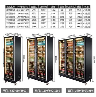 定制饮料酒水展示柜烧烤串保鲜冰柜商用三门四门酒吧啤酒冷藏柜