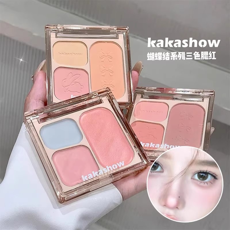 kakashow蝴蝶结系列三色腮红韩系粉嫩哑光腮蓝膨胀色收缩色氛围感