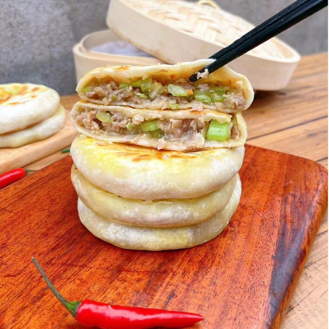 妈妈是超人【芹菜沙葛肉手工馅饼】营养早餐晚餐速食手抓饼煎饼