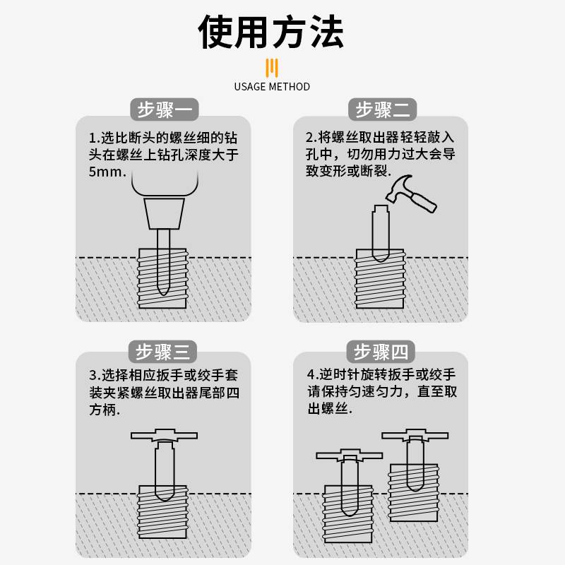 断丝取出器螺丝滑丝取断头螺丝锥神器万能反丝三角阀取出器高强度