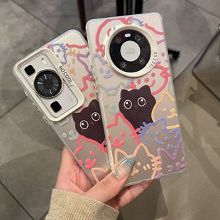 卡通趣味涂鸦手机壳适用iPhone15promax磨砂苹果14pro情侣软壳12/13mini可爱小猫11小众X/XR大孔小米14pro壳