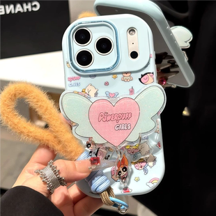 适用iPhone17/16/15/14promax可爱小女警支架手机壳小米17/15新款华为pura80/70飞天mate80ins风Reno15带挂绳