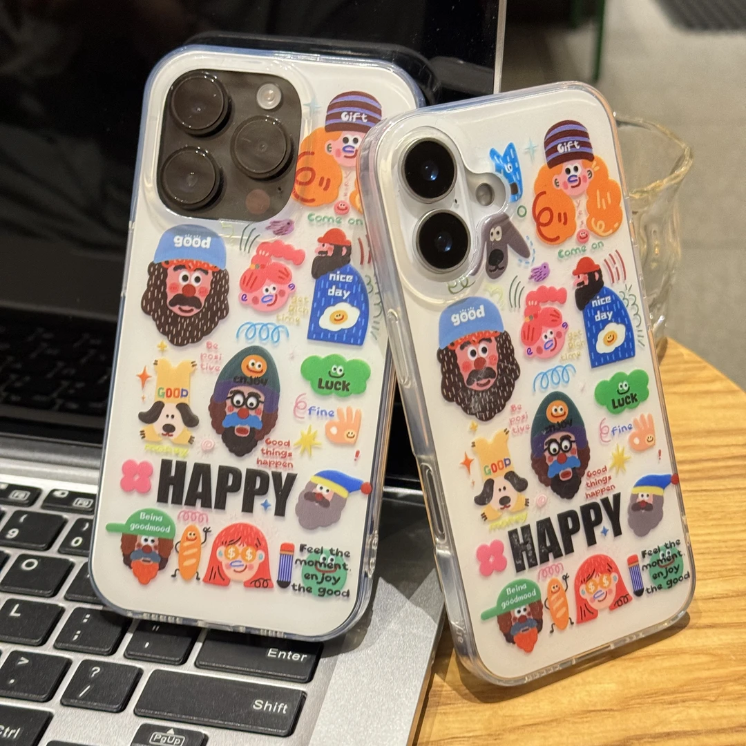 涂鸦开心大叔情侣手机壳