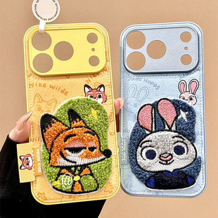 秋冬皮质刺绣卡通尼克朱迪适用苹果17手机壳17promax新款 13硬壳14防摔15promax手机套findX9 iphone16pro女款