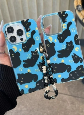 新款蓝色小猫拼图手机壳适用iPhone16/15promax软壳小米15/14ins风华为pura70情侣mate70/60个性vivoS20小众