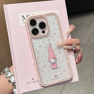 12防摔11保护套软 ins碎花凯蒂猫闪钻壳适用iPhone16promax创意苹果15plus手机壳简约14Pro轻奢风13网红新款