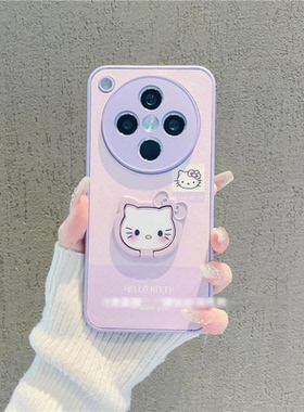 适用OPPOReno14/13proins风可爱课堂小猫支架手机壳FindX8Ultra少女心vivos30卡通苹果16/15防摔A96保护套女