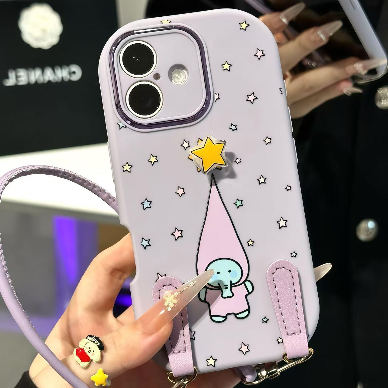 苹果17星星小象挂绳手机壳ins风