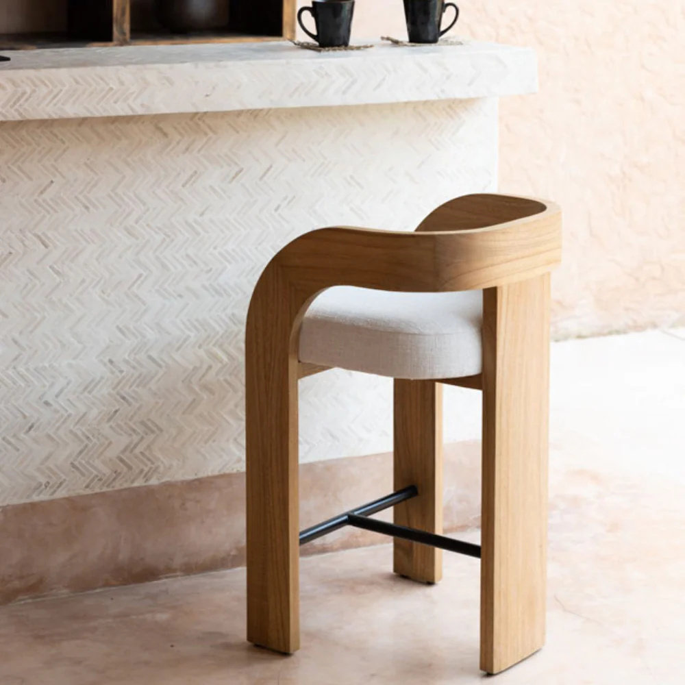 新款吧椅中古家用高脚椅复古实木酒吧椅子设计师高级岛台椅吧台椅