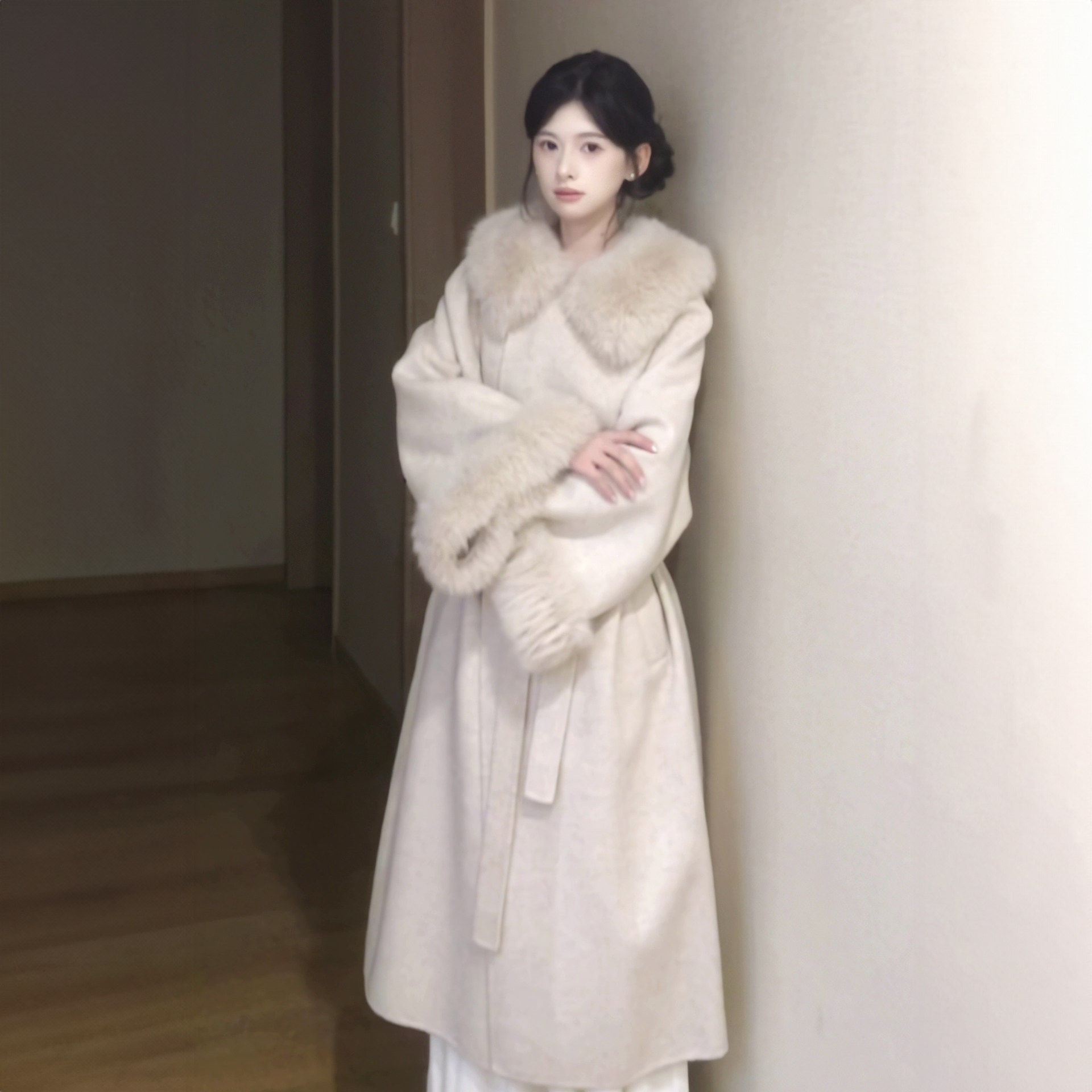毛毛杏色呢子大衣女秋冬2026新款高级感超好看韩系中长款毛呢外套