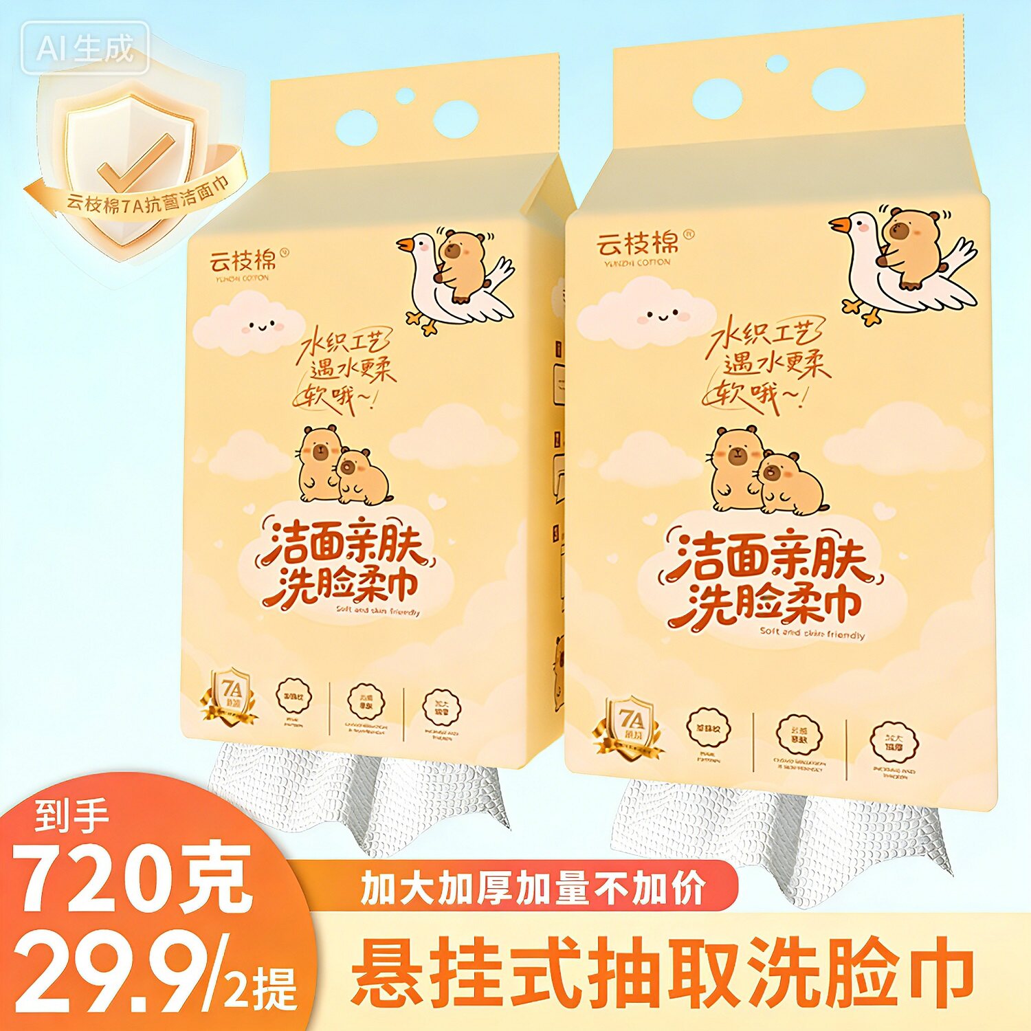 云枝棉7A级抗菌加厚珍珠纹洗脸巾