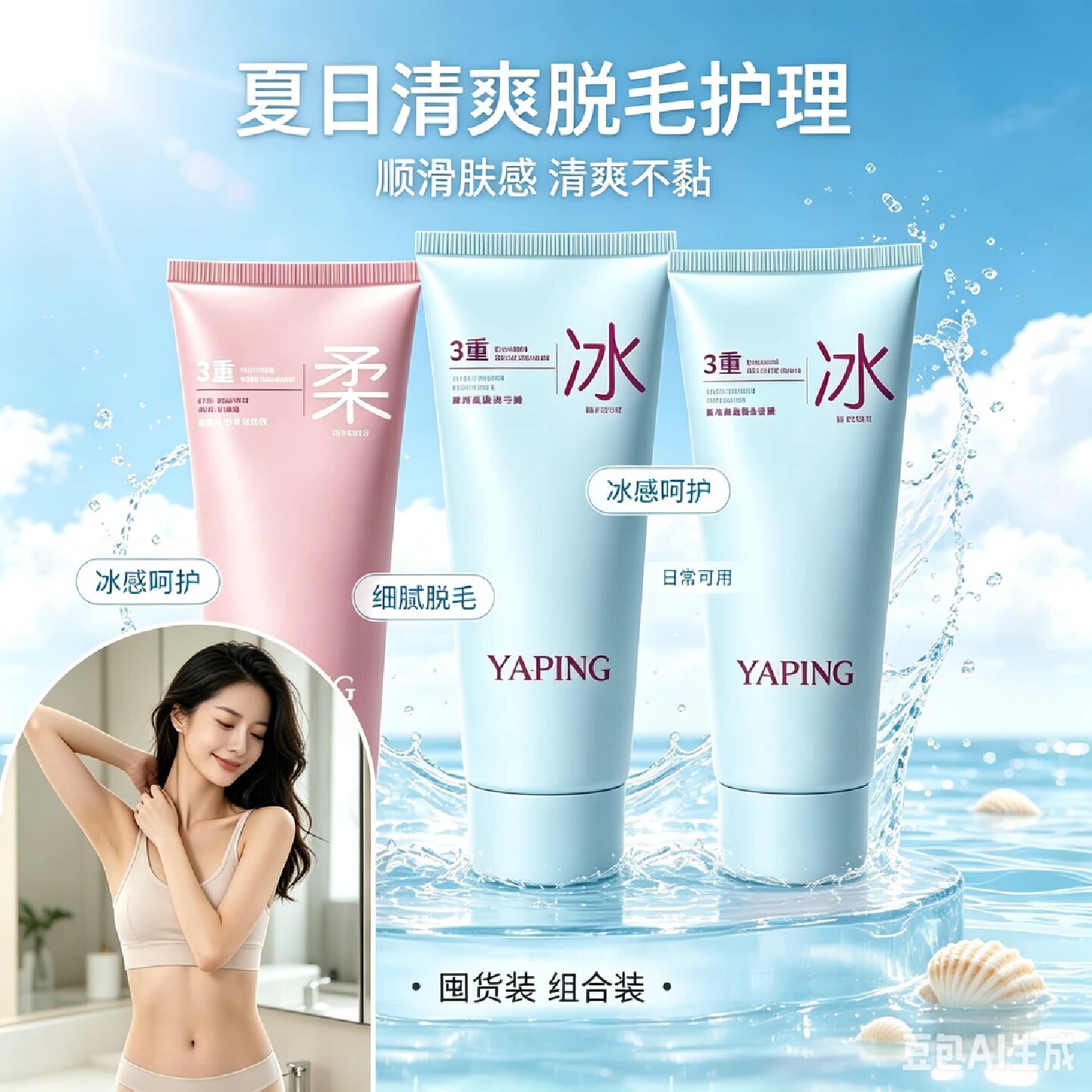 雅屏专研冰感脱毛膏温和去腋毛腿毛全身无痛感除毛膏不刺激不伤肤
