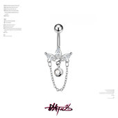 一枚钉儿脐钉女枷锁爆闪f136钛合金肚脐莲花吊坠脐环防止过敏链条