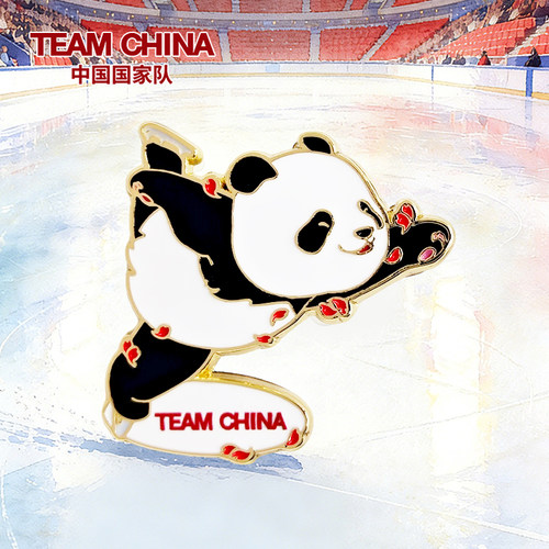 熊猫运动造型花样滑冰徽章TEAM CHINA