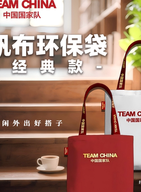经典帆布环保袋斜挎帆布包红色通勤风手提包teamchina中国国家队