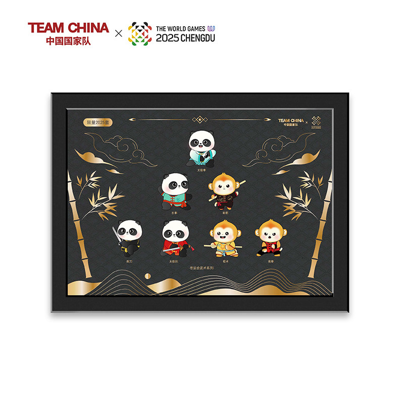 中国国家队运动创意武术熊猫摆件冰箱贴套装teamchina官方旗舰店