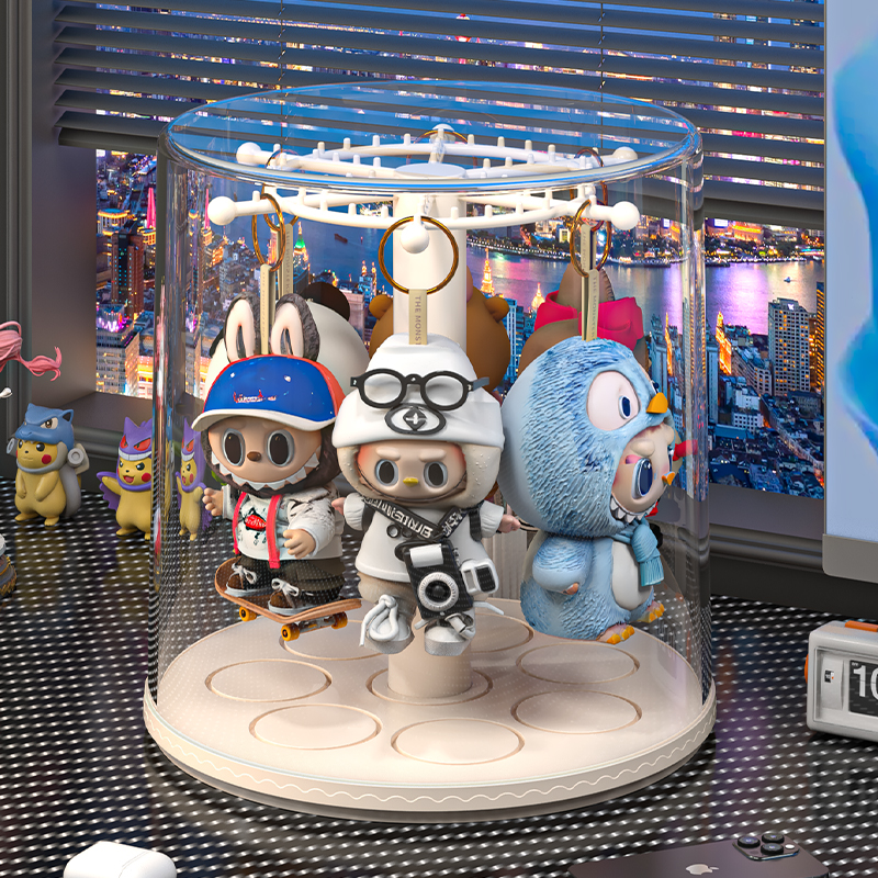 旋转盲盒收纳展示架多层手办展示柜透明防尘适用于泡泡玛特展示盒