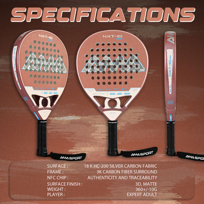 Padel Racket板式网球拍18K玫瑰金碳纤维专业笼式比赛Padel球拍
