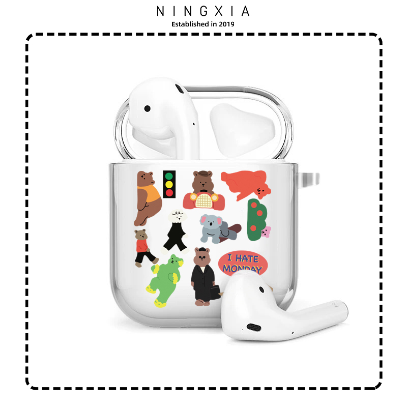 [凝夏]适用彩色小熊苹果airpods4保护套耳机新款pro二代第三代3蓝牙一四壳pod降噪盒apro2壳小米华为freebuds