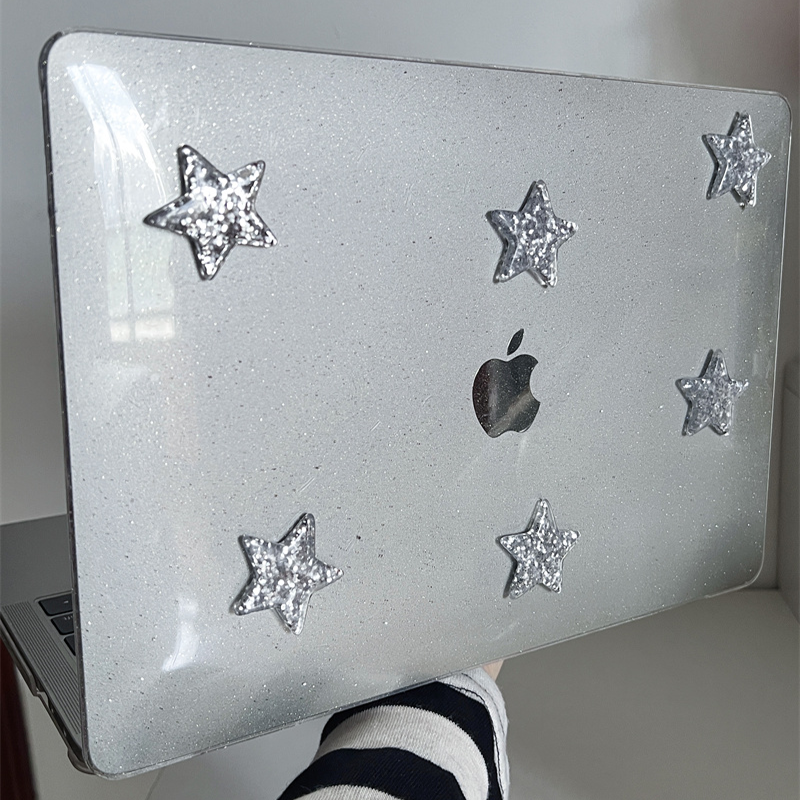 亮片星星2025款适用macbookair保护壳13.6寸m4苹果macbookpro保护套15笔记本电脑macpro14寸16透明膜air3外壳