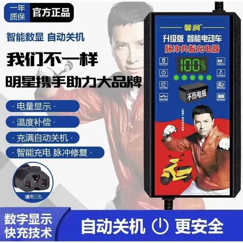 馨润智能电动车脉冲共振充电器升级款数字显示器自动断电修复电池