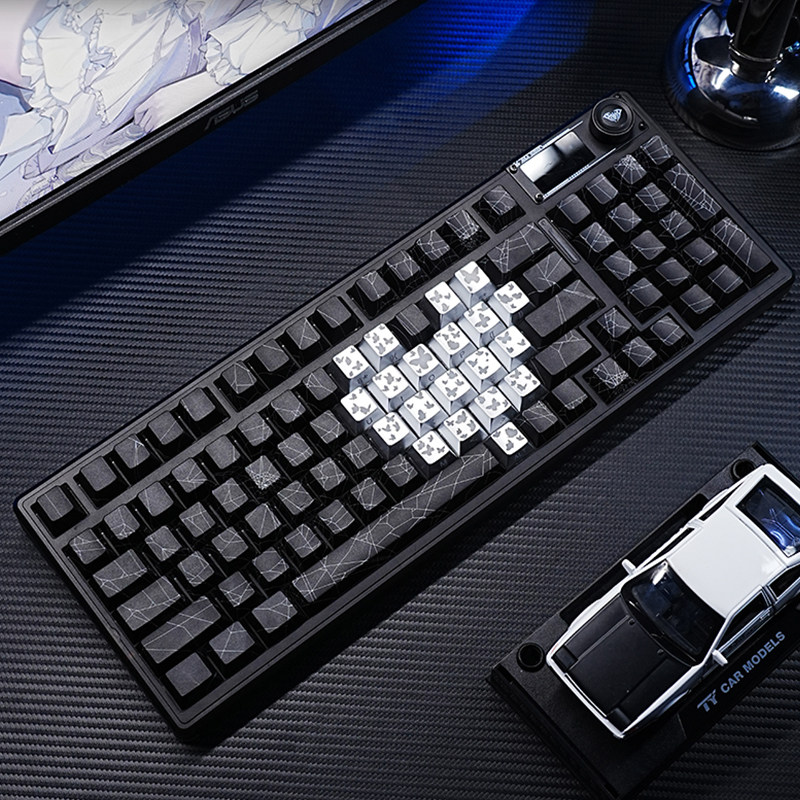 潮玩客蜘蛛网爱心蝴蝶键盘键帽透光侧刻pbt五面热升华68/87/108