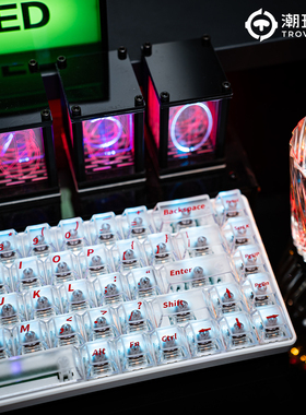 潮玩客PC透明机械键盘键帽正刻雾透个性一整套68/75/87/98/108键