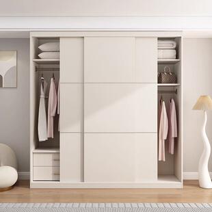 铝合金儿童衣柜家用卧室0甲醛推拉门奶油风简约小户型定制储物柜