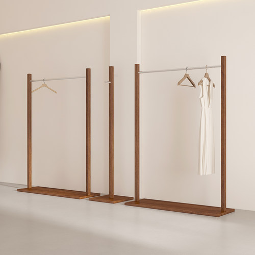 中岛不锈钢挂衣架仿木纹展示架