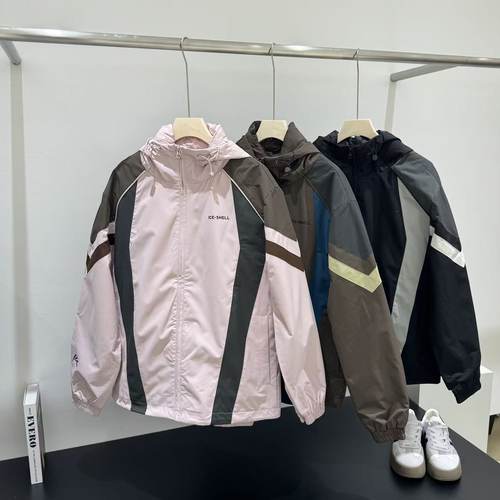 YL 拼色字母刺绣冬季连帽保暖休闲百搭拉链羽绒服ss26555